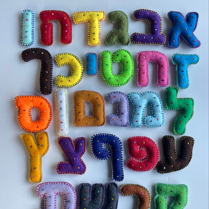 HEBREW Felt Letters Set – Stuffed & Embroidered - Chenille Bag