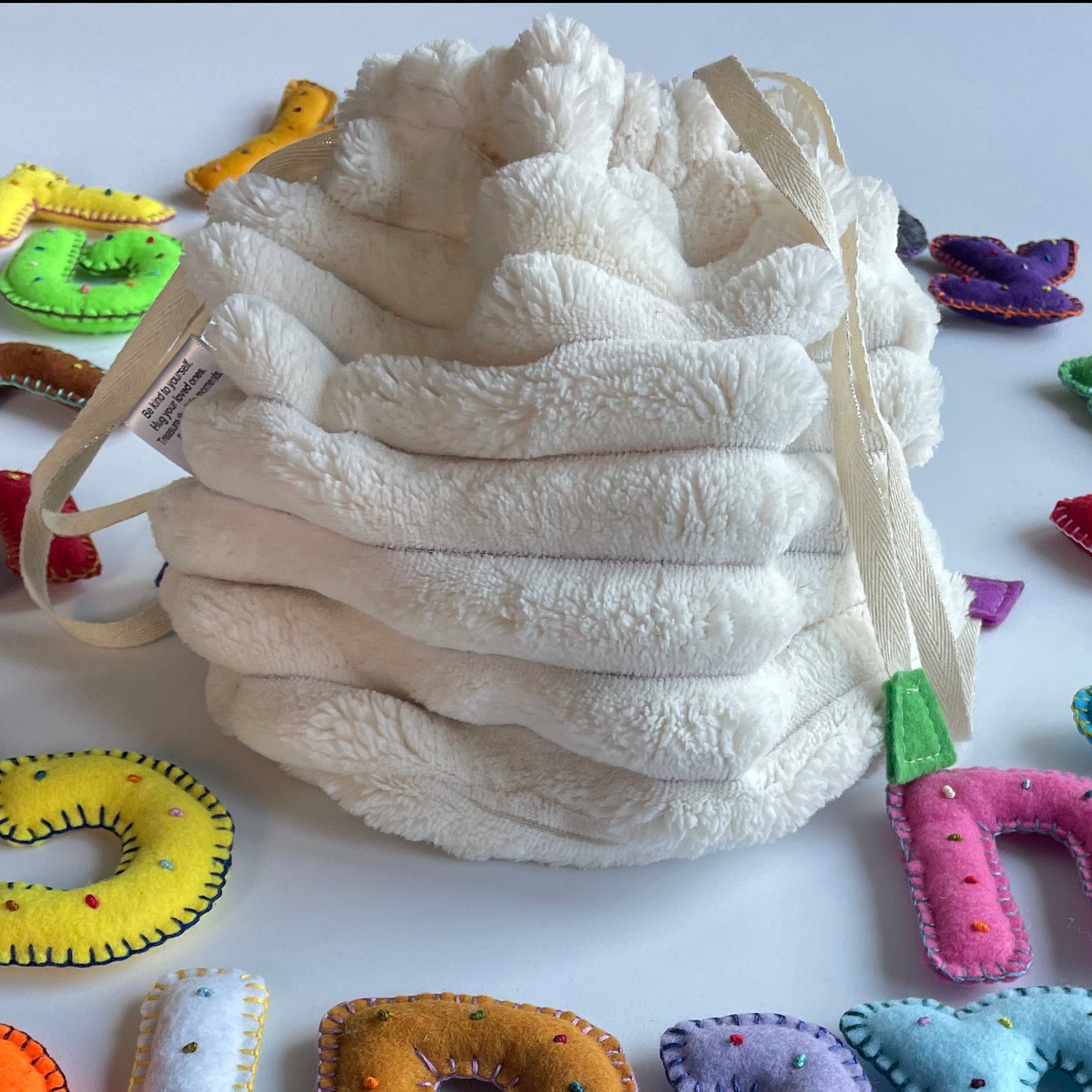 HEBREW Felt Letters Set – Stuffed & Embroidered - Chenille Bag