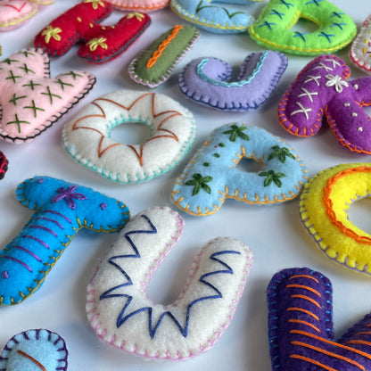 Embroidered Stuffed Felt Alphabet & Numbers ABC-123 Pattern PDF