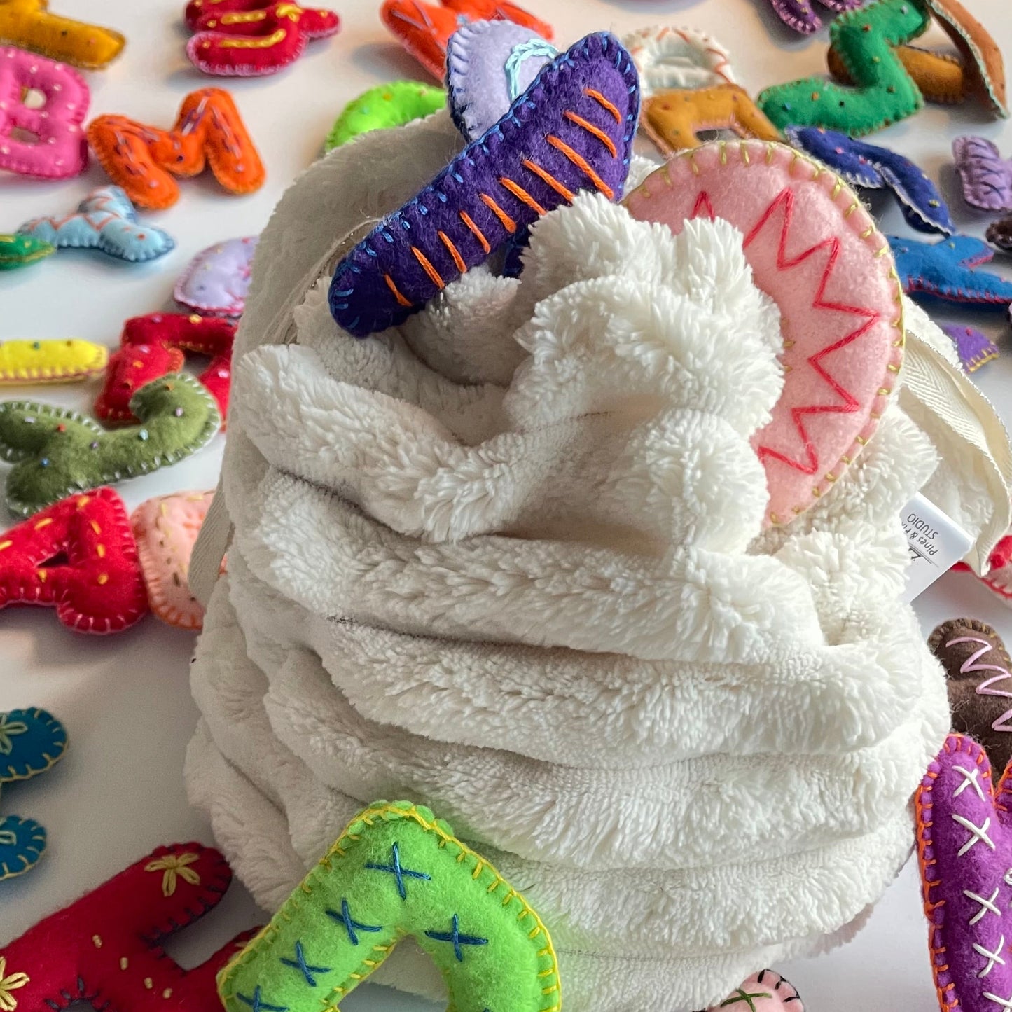 ABC Felt Letters Set – Stuffed & Embroidered - Chenille Bag