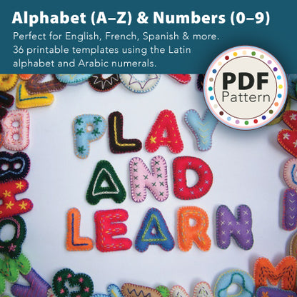 Multilingual Felt Alphabet & Numbers – PDF Pattern
